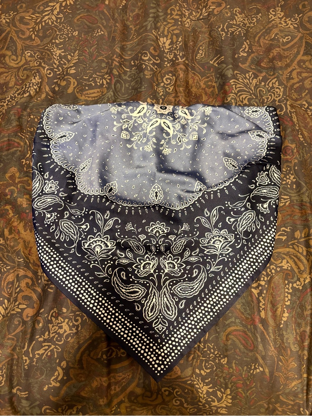 LOFT Navy and White Paisley Bandana Top
